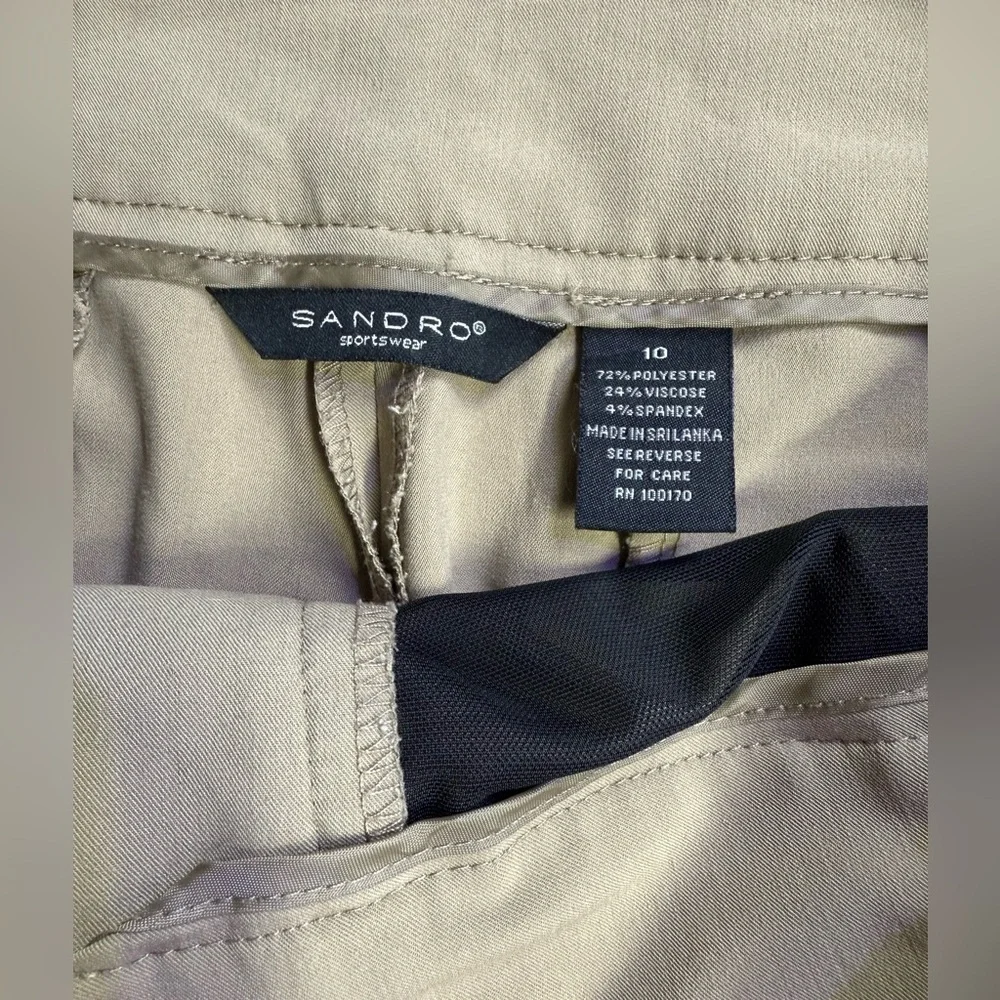 SANDRO Khaki cuff leg crop pants size 10 - Picture 12 of 12